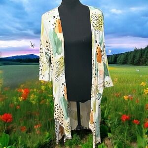 Summer 10 Animal Print Open Front Or Front Tie Duster Size Small Lightweight